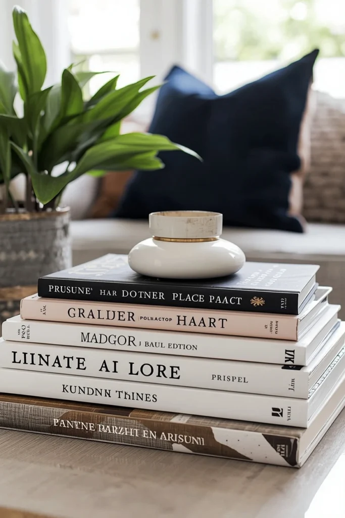 Stacked Coffee Table Books with a Personal Touch