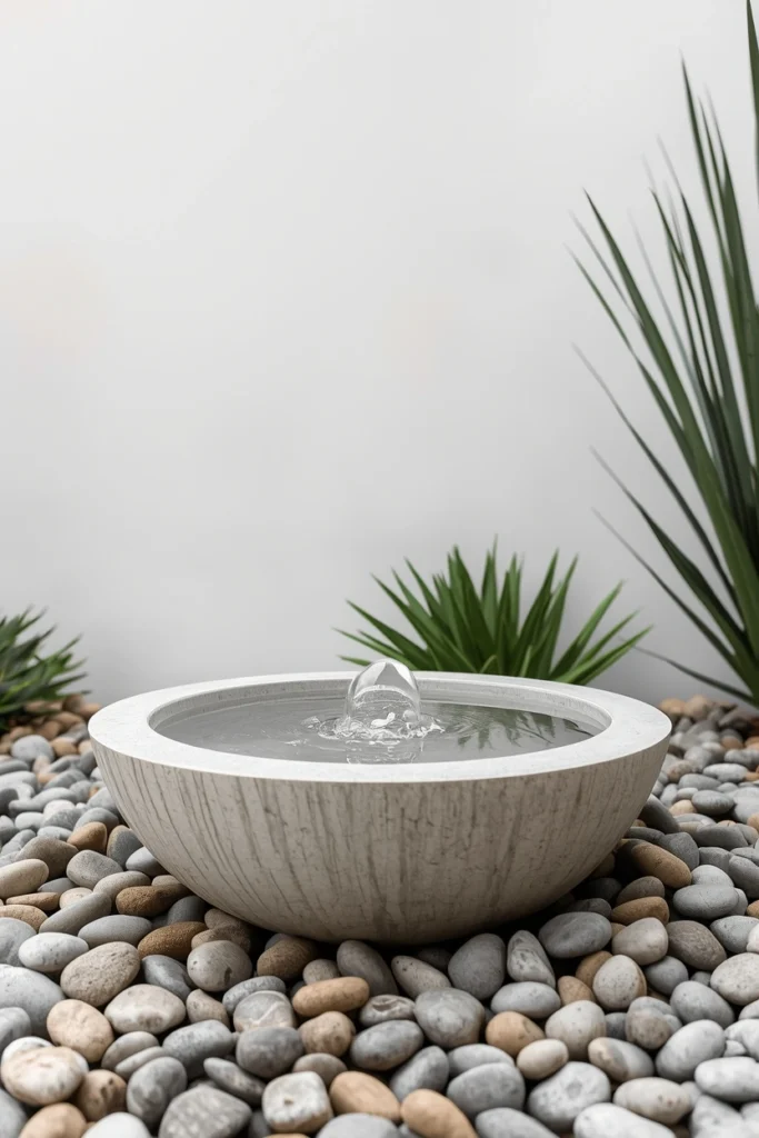 Minimalist Bowl and Pebble Fountain