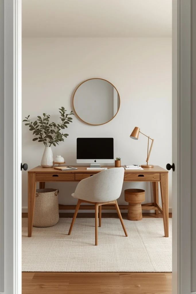 Neutral Home Offices with Warm Minimalism