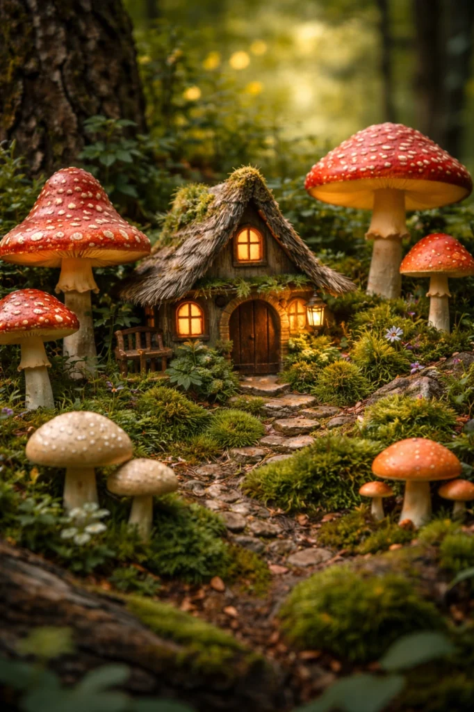Fairy Garden with Mushrooms