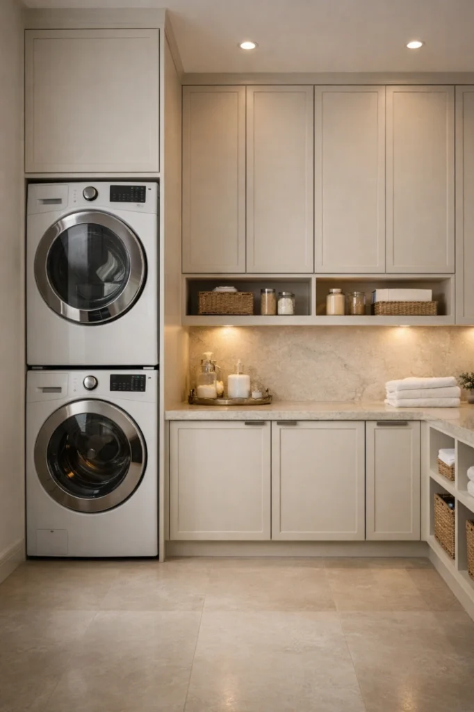 Luxury Stackable Washer Dryer Laundry Room