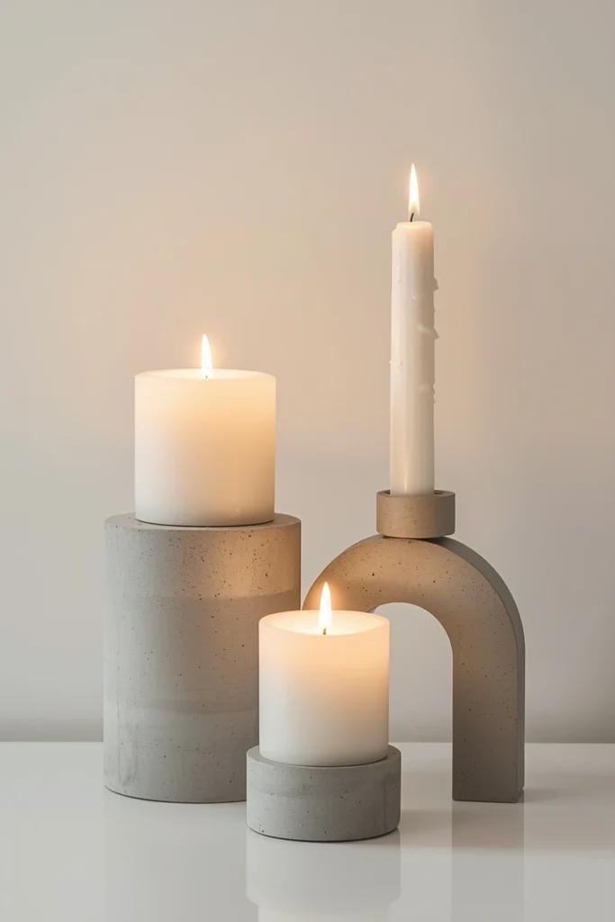 Concrete Candle Holders With Sculptural Appeal