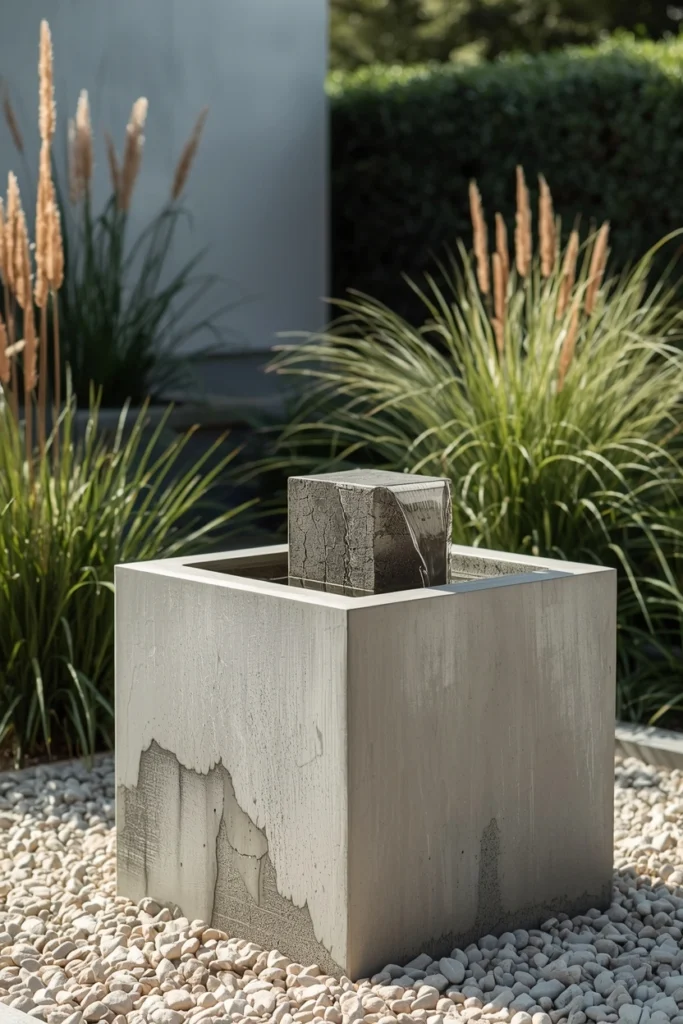 Modern Concrete Cube Fountain