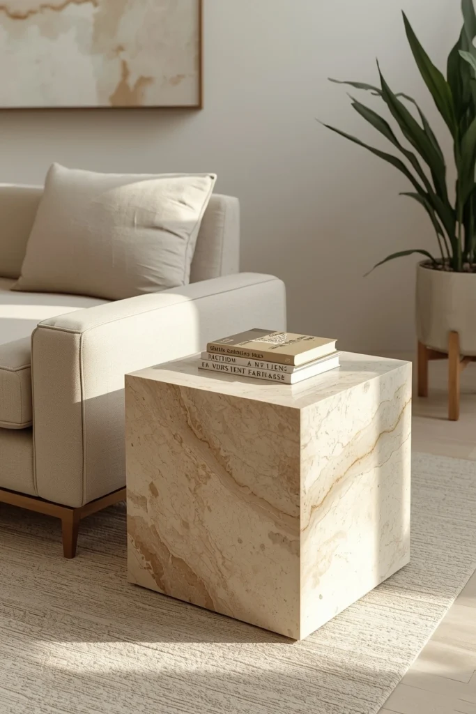 Travertine Side Tables for Warm Minimalism