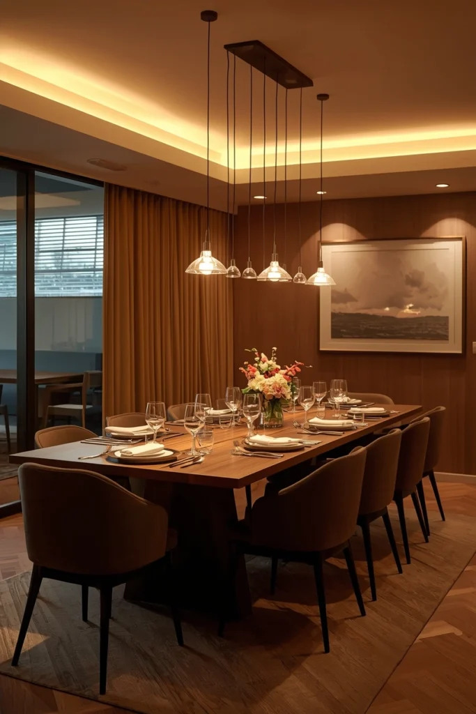 Warm Ambient Lighting for Cozy Dining