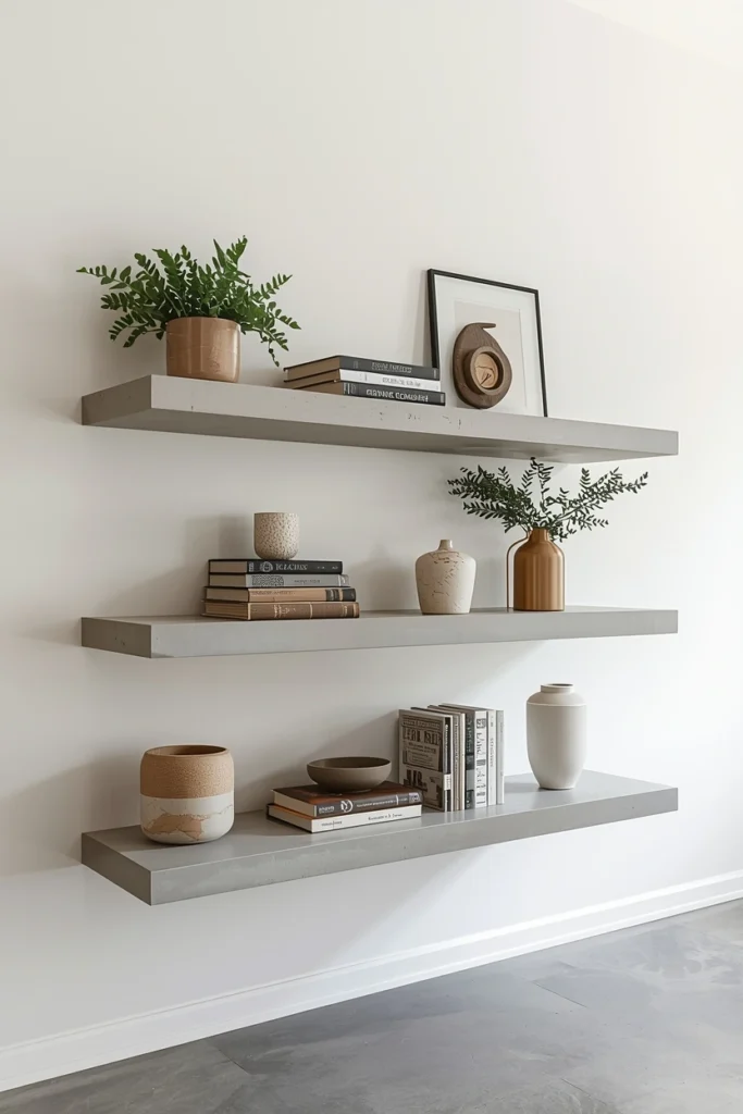 Floating Concrete Wall Shelves