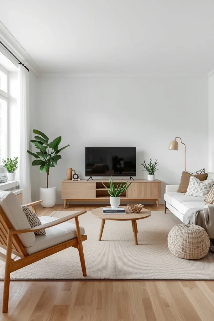 White and Natural Wood Tones