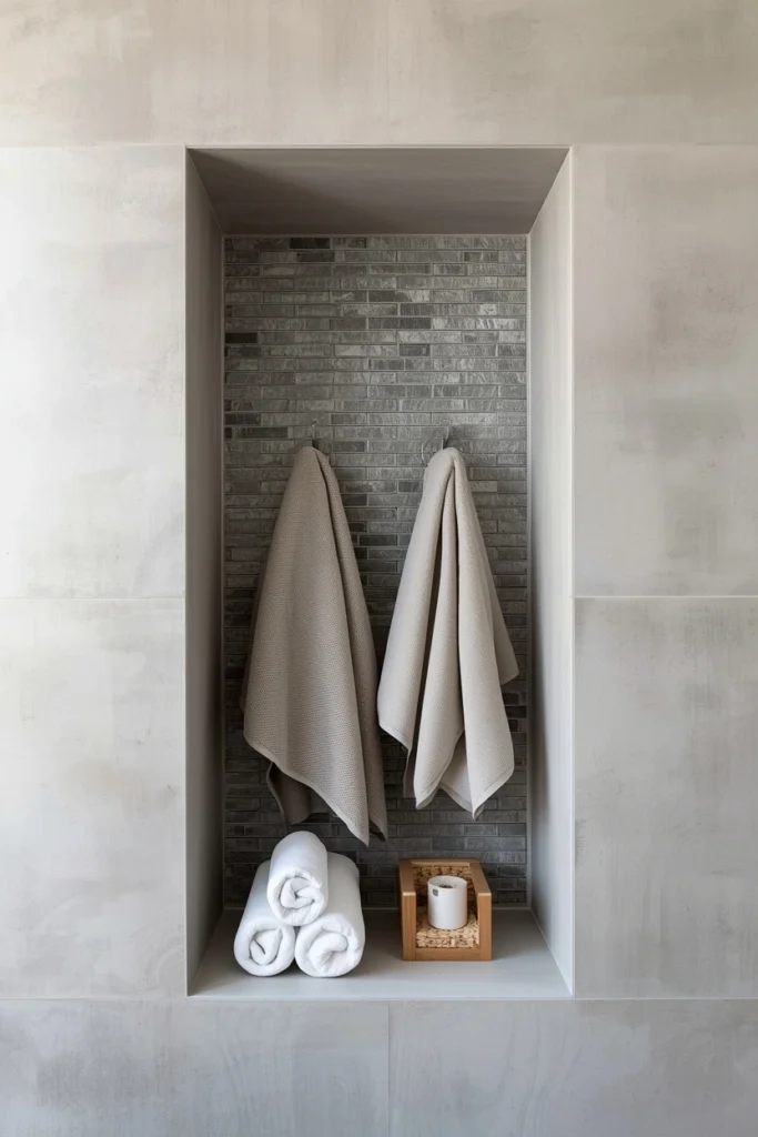 Built-In Niches with Towel Hooks