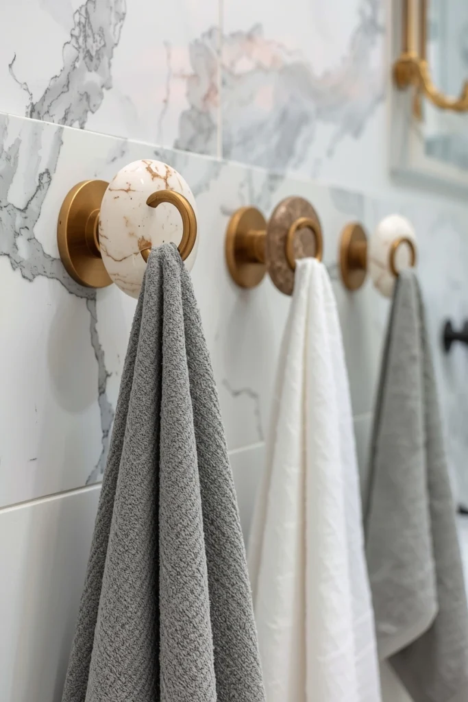 Statement Towel Hooks as Decorative Accents