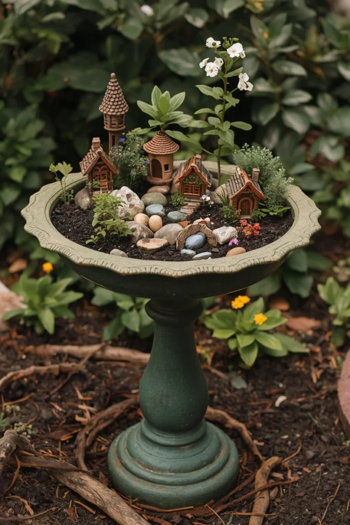 Fairy Garden in a Birdbath