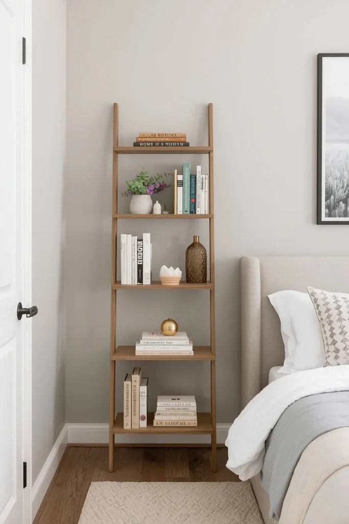 Ladder-Style Bedroom Bookshelves