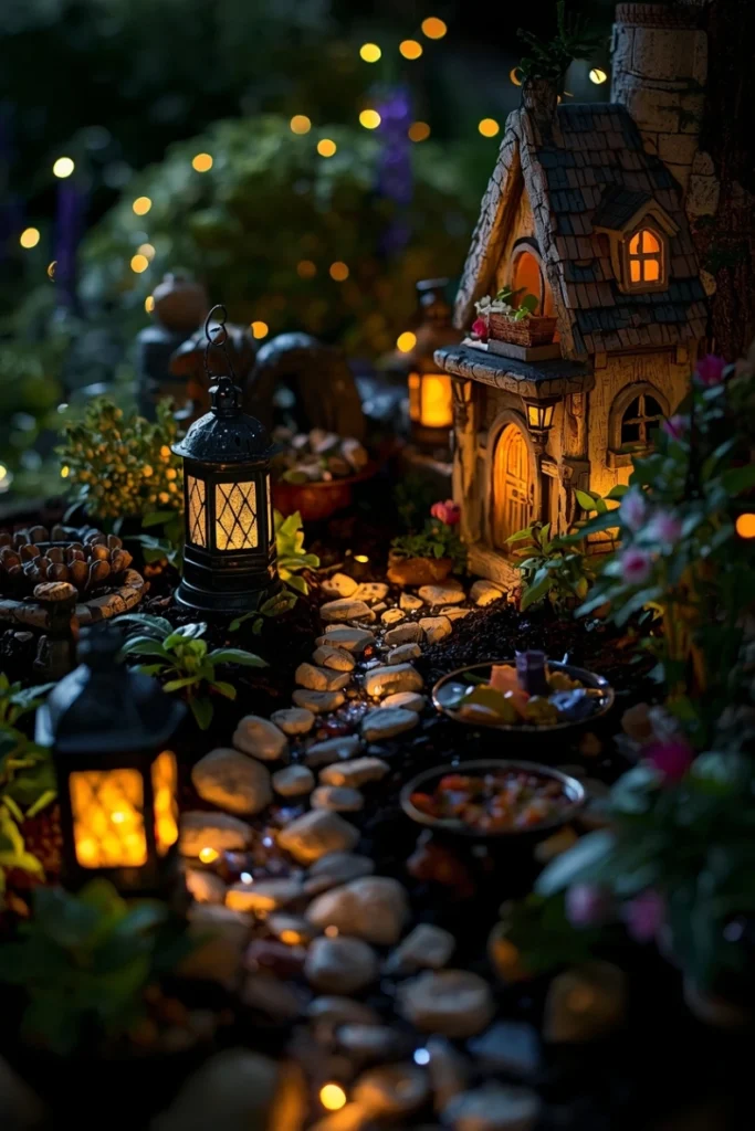 Fairy Garden with Glowing Lights