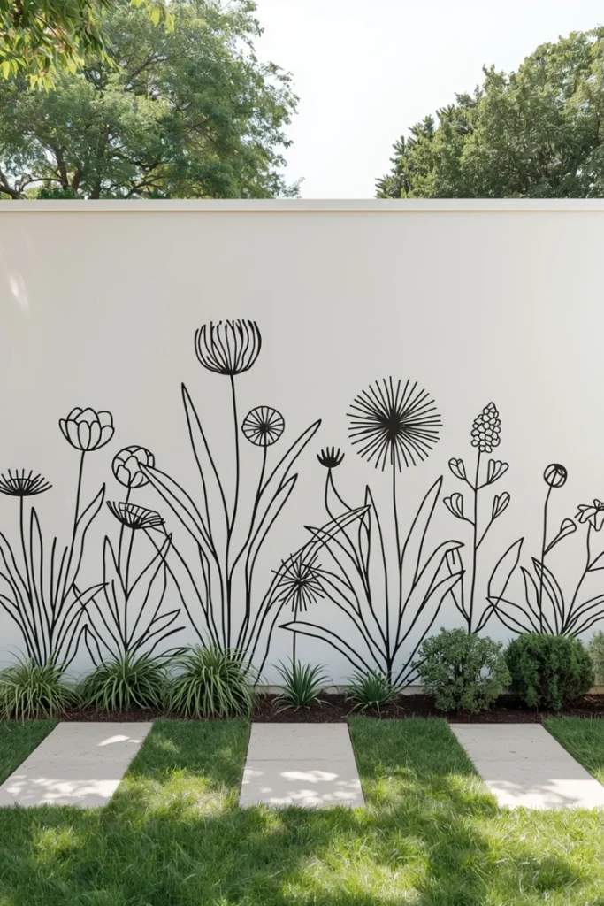 Minimalist Line Art Garden Murals