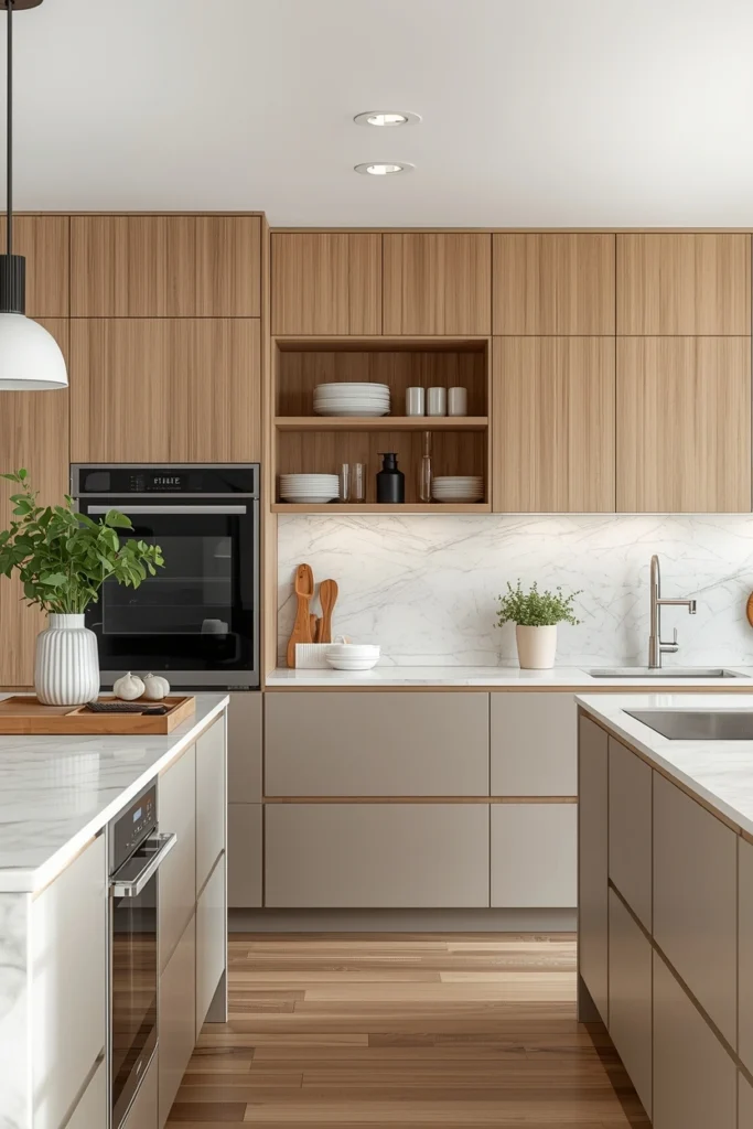 Neutral Kitchens with Warm Contrast