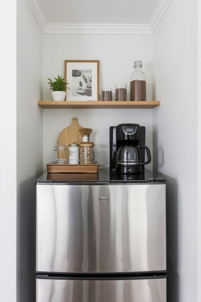 Coffee Bar Above the Fridge