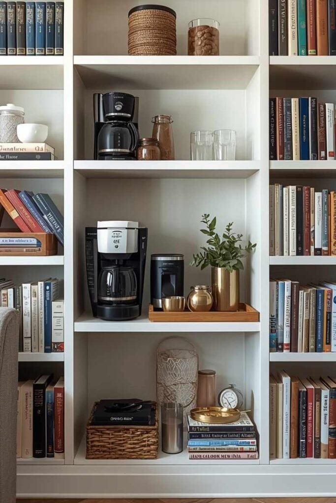 Coffee Bar in a Bookshelf