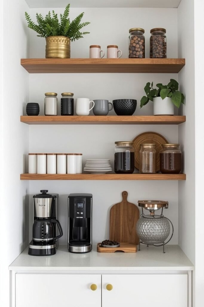 Coffee Bar with Open Shelving