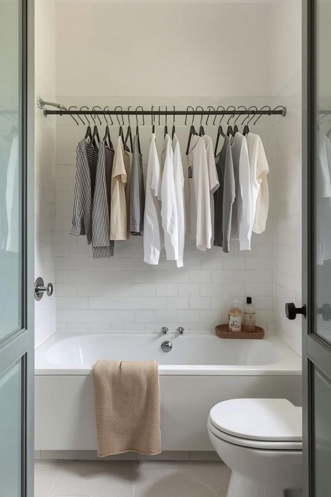 Hanging Drying Racks Above Bathtubs in Laundry Combos