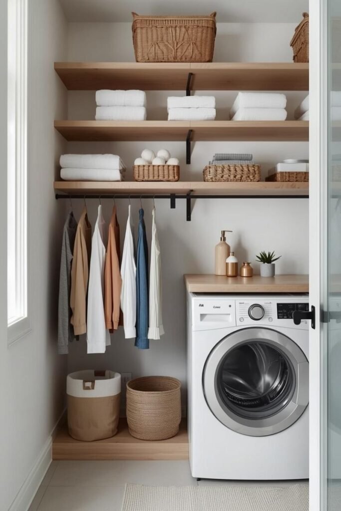 Hanging Drying Racks Integrated With Shelving