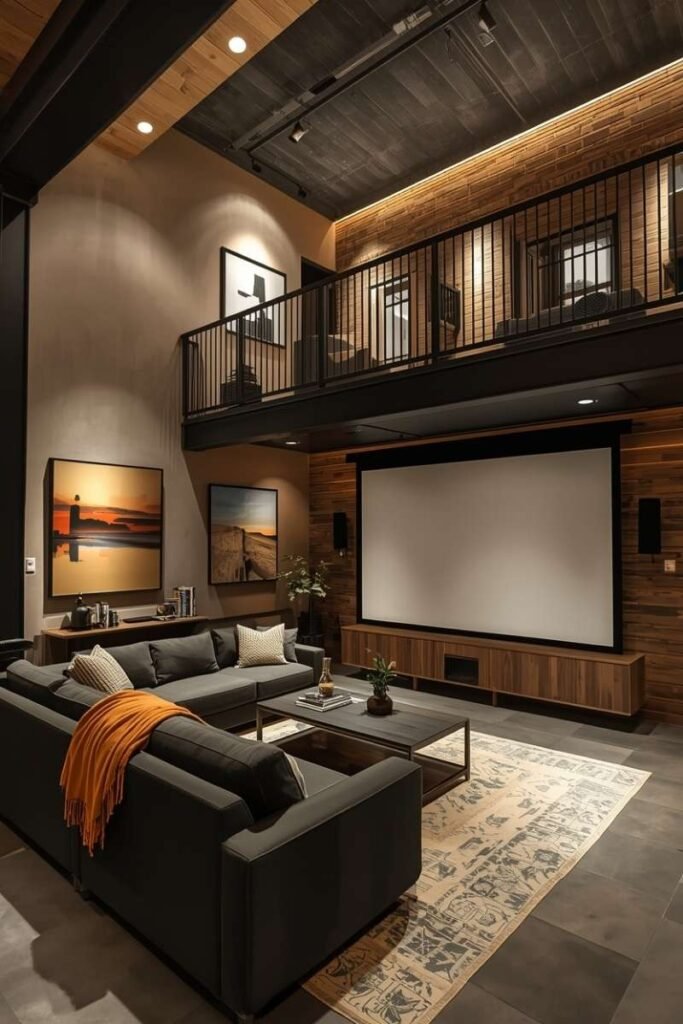 Loft-Style Home Theater Layout
