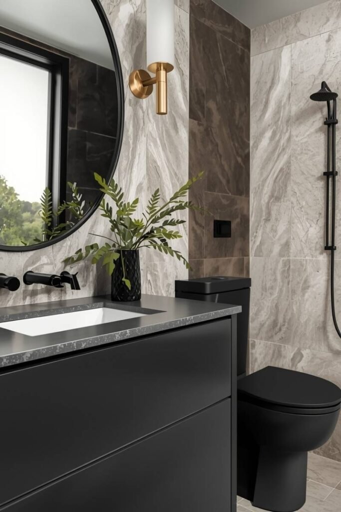 Matte Black and Brushed Metal Fixtures