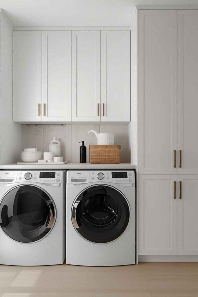 Minimal Laundry Room With Hidden Storage