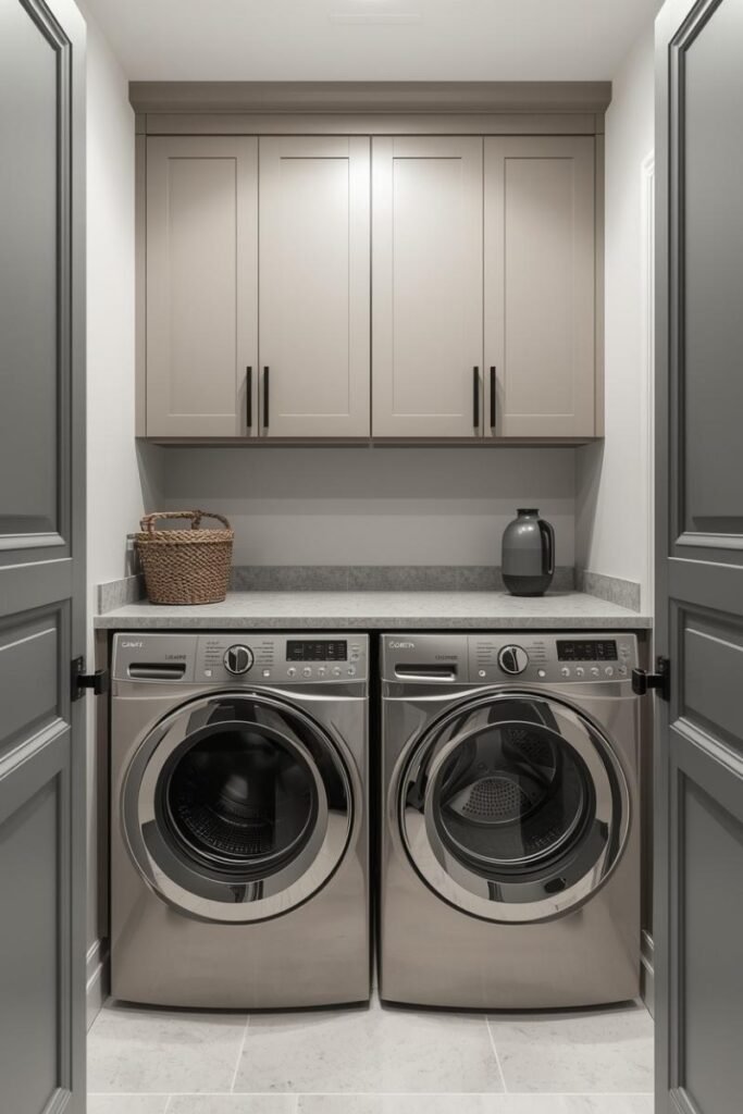 Minimal Laundry Room With Monochrome Palette