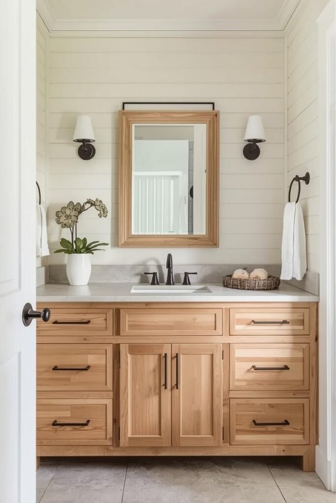 Natural Wood Vanities for Authentic Warmth