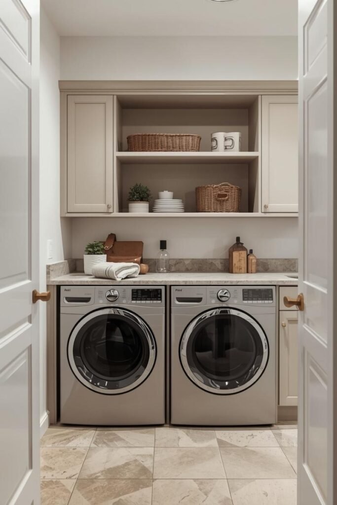Neutral Toned Minimal Laundry Room