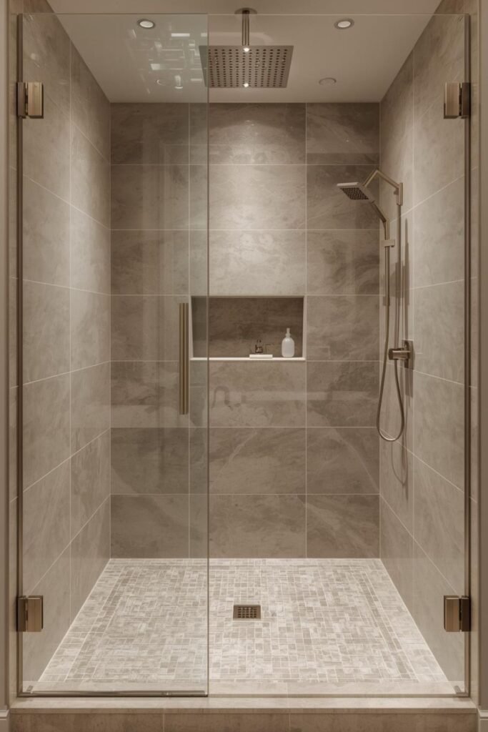 Walk-In Shower With Large Format Tiles