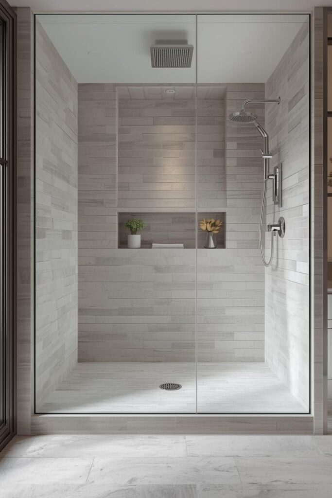 Walk-In Shower With Linear Drain