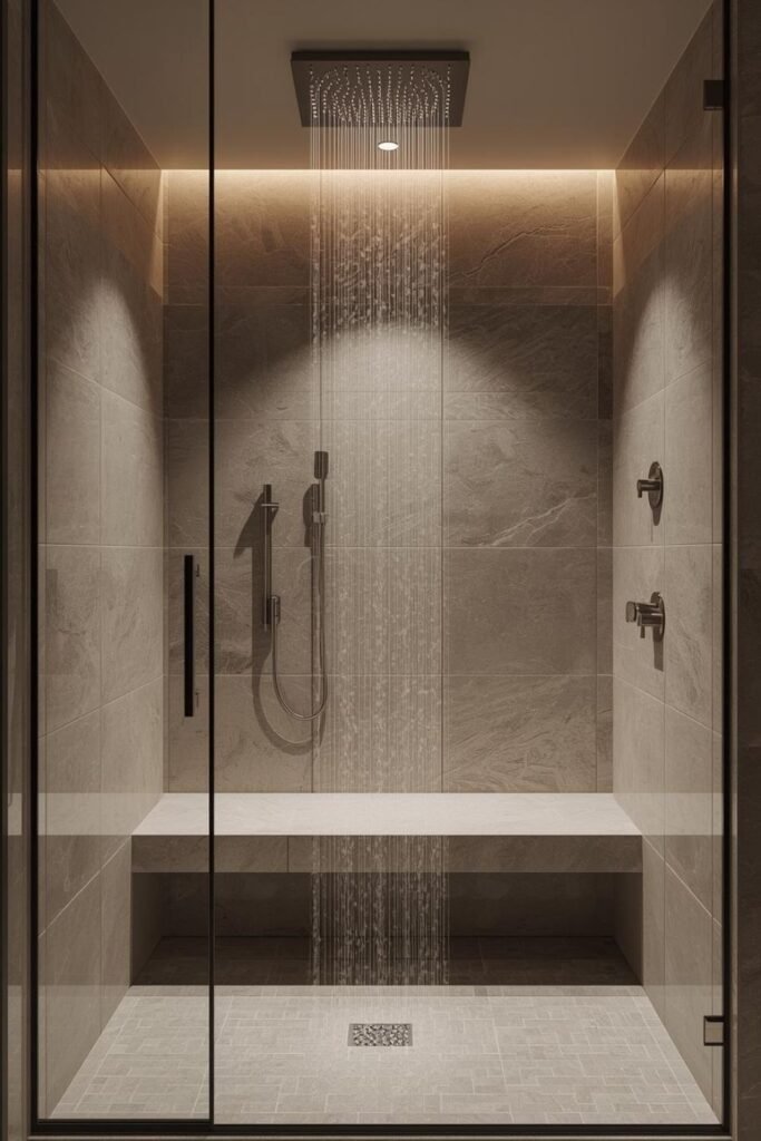 Walk-In Shower With Rainfall Showerhead