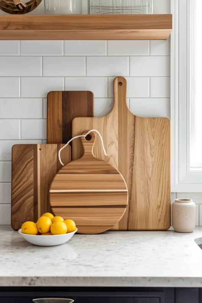 Layered Cutting Boards Against the Backsplash