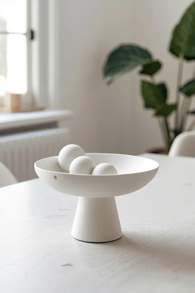 Minimal White Clay Pedestal Bowl