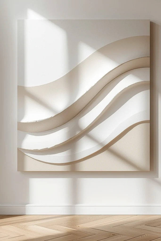 Minimalist Plaster Wave Canvas