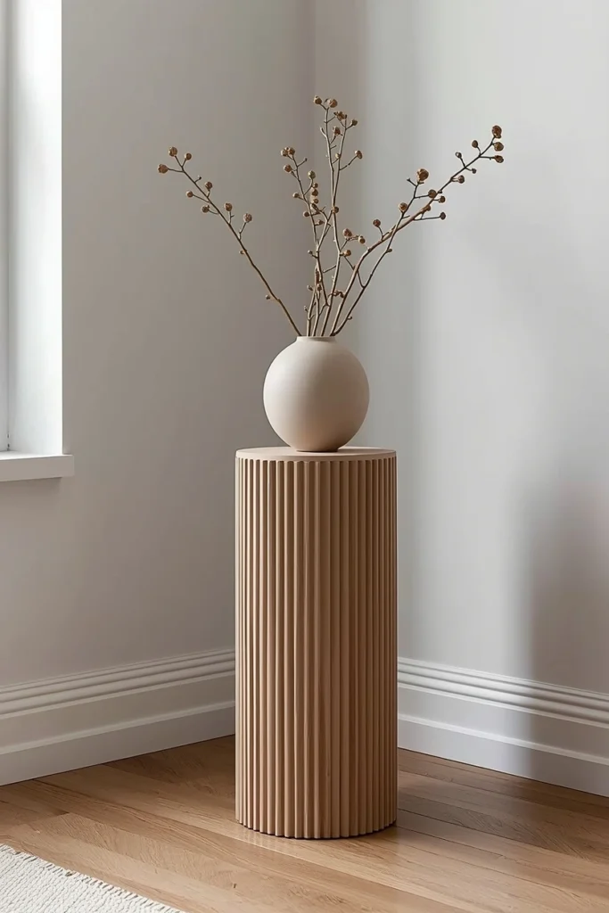 Modern Fluted Wood Pedestal