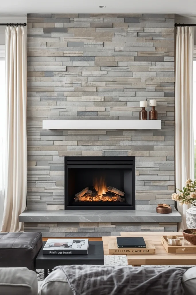 Painted Faux Stone Accent Wall