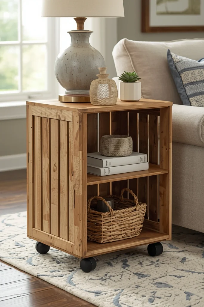Rustic Wooden Crate Accent Table