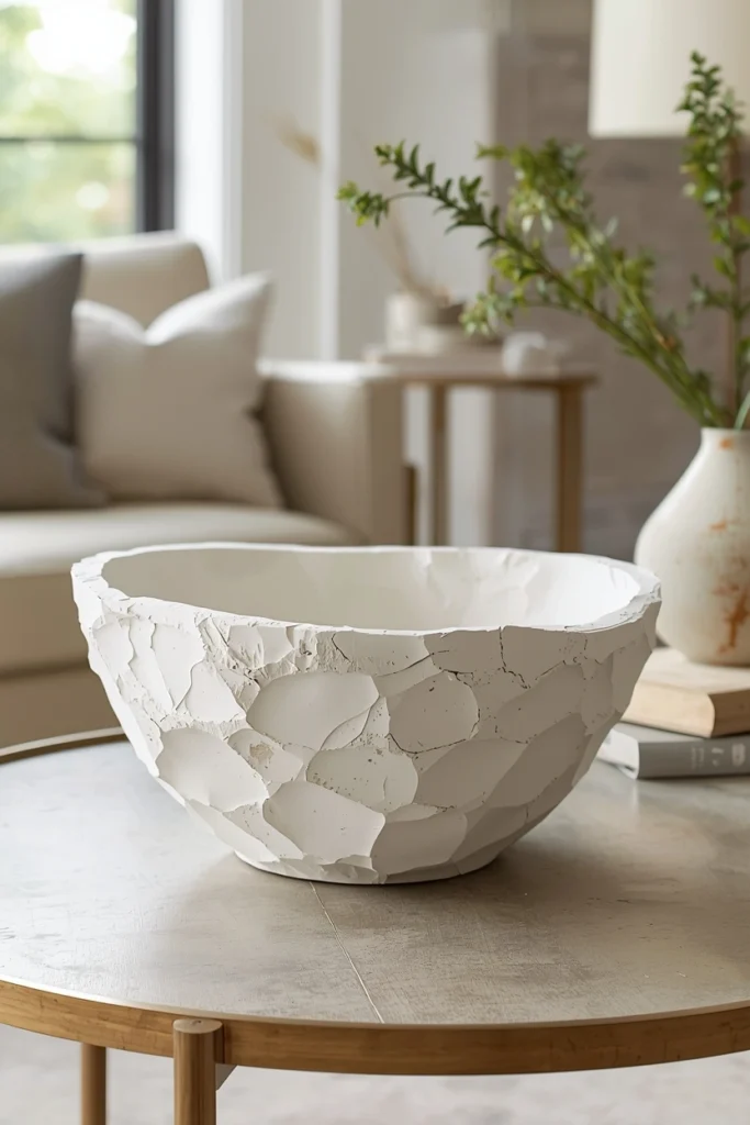 Textured Plaster Sculptural Bowl