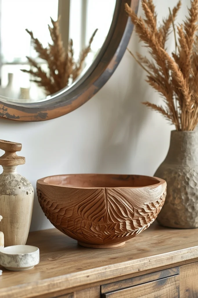 Carved Wooden Inspired Bowl