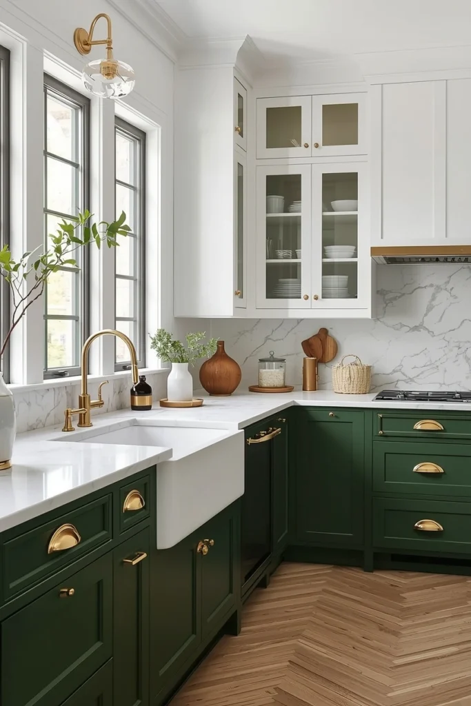 Deep Forest Green and White