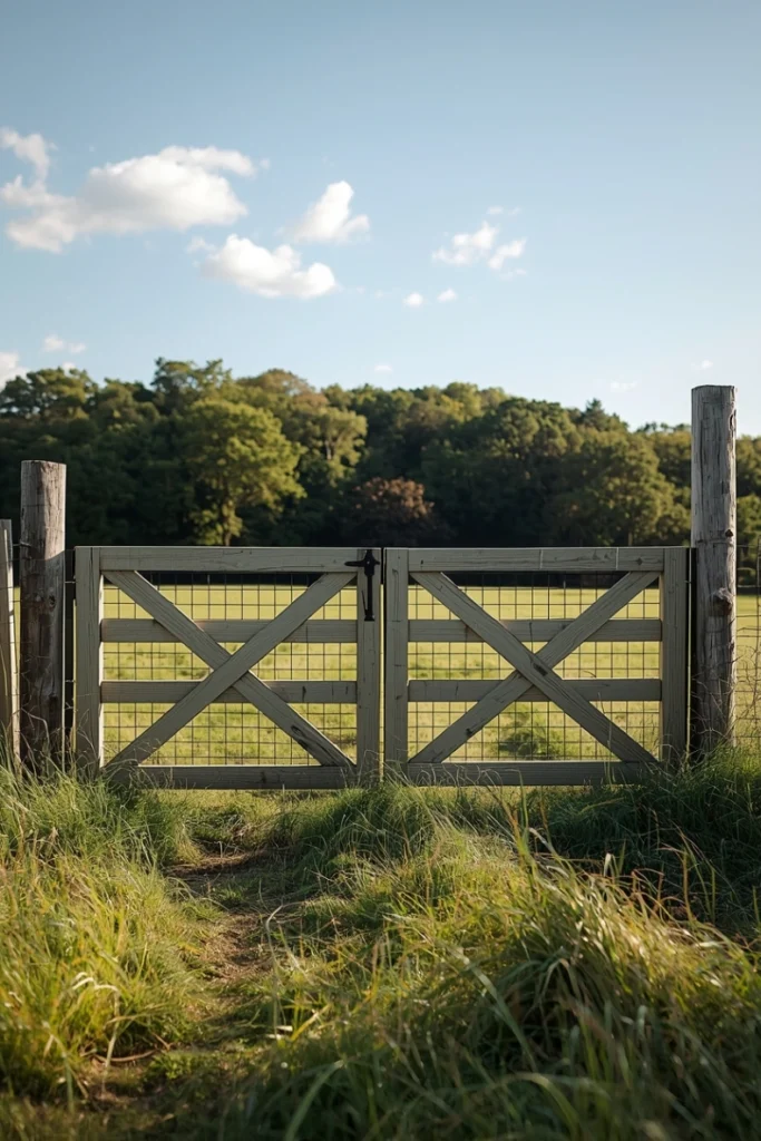 Combination Wood and Wire Mesh Gate