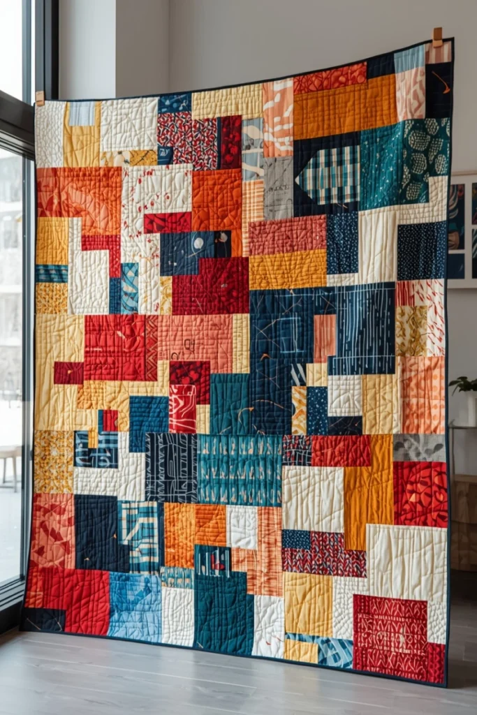 Improvisational Patchwork Quilt