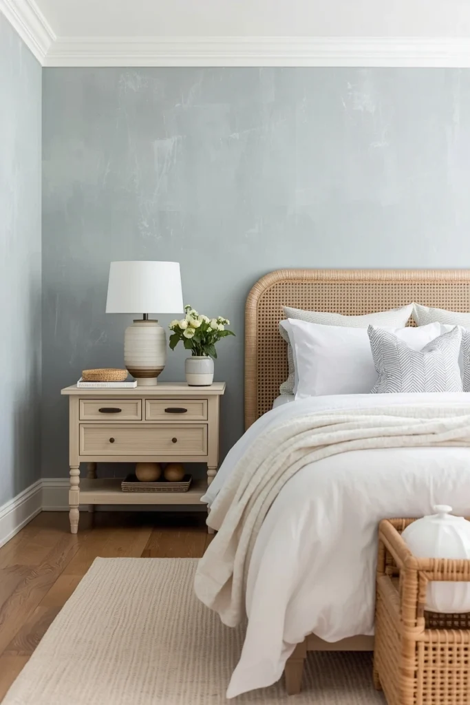 Light Blue Limewash Coastal Bedroom