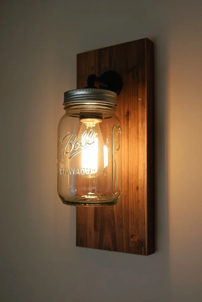 Rustic Mason Jar Sconce