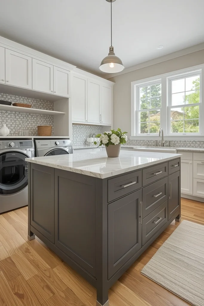 Built-In Laundry Island Storage