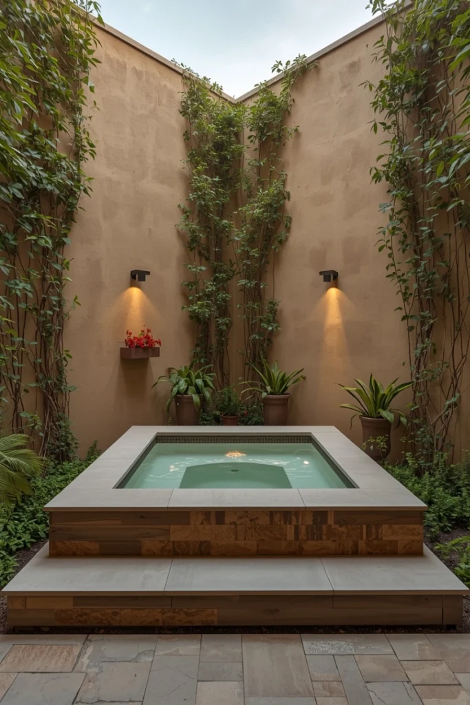 Courtyard Jacuzzi with Privacy Walls