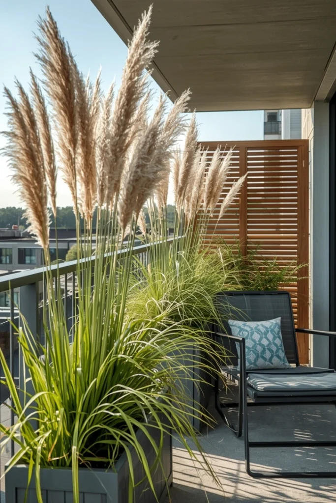 Tall Grasses in Planters for Soft Seclusion