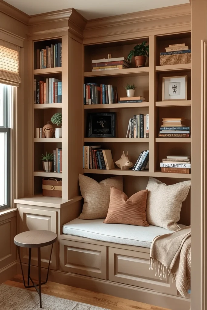 Built-In Shelves in a Reading Nook