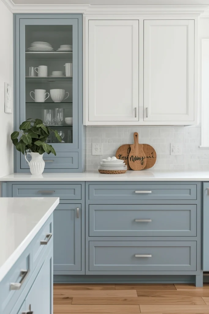 Dusty Blue and White